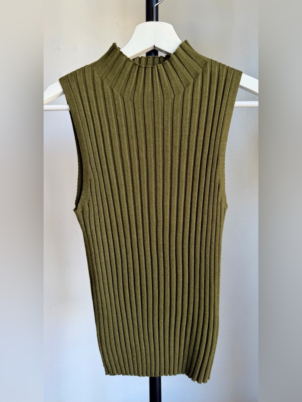 a new day Olive Ribbed Mock Neck Sleeveless Top